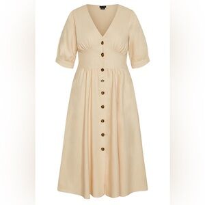 City chic midi dress fit & flair Womens 14 linen blend cottagecore Peplum casual